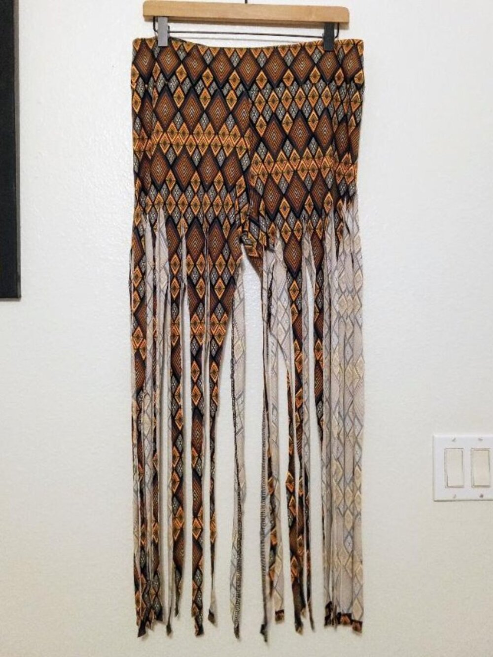Upcycled Custom Cut Fringe Capri /Pants / Skirt DIY Festival Rave Spin Wear SZ M